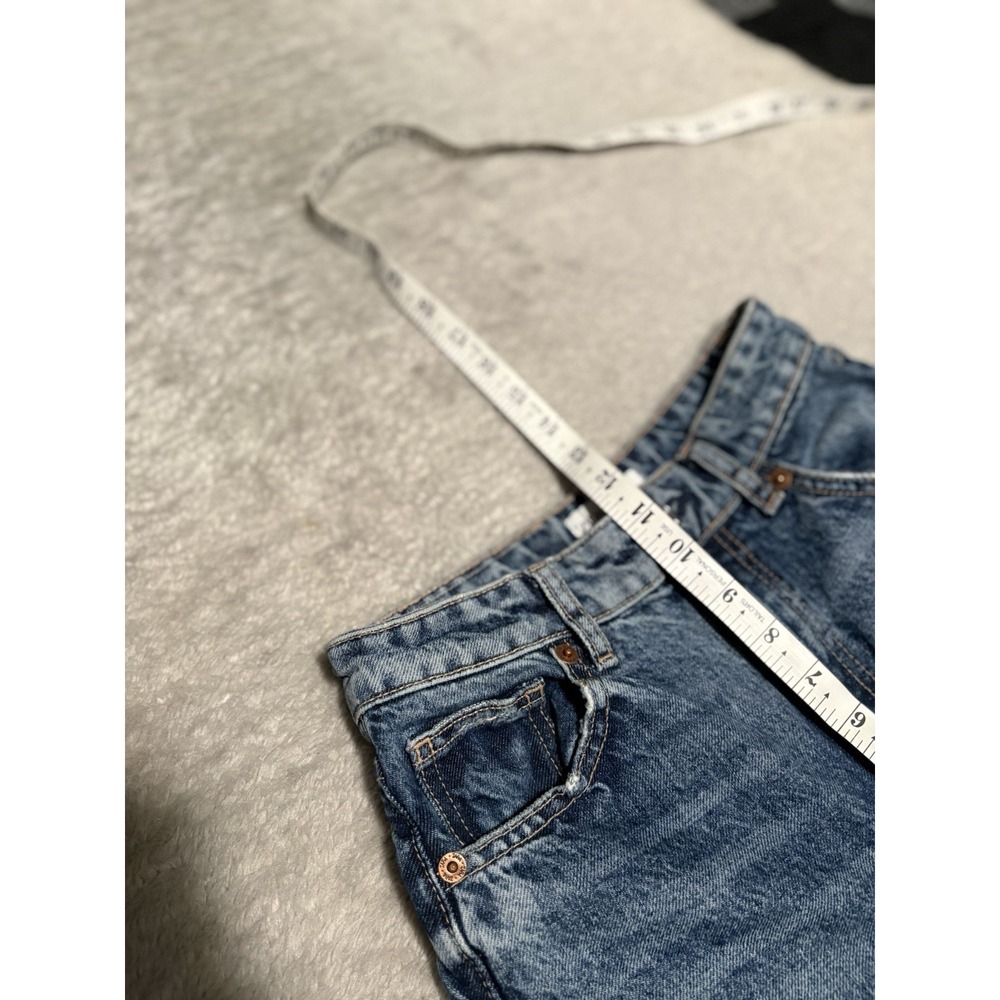 Zara High Waist Women's Blue Wide Leg Denim Jeans Distressed Size 2 26x34 - Picture 5 of 9